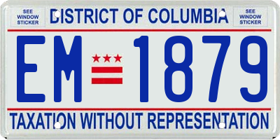 DC license plate EM1879
