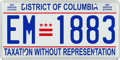 DC license plate EM1883