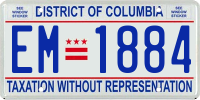 DC license plate EM1884