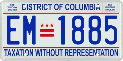 DC license plate EM1885