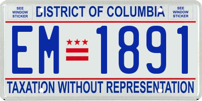DC license plate EM1891
