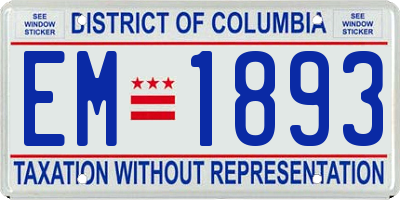 DC license plate EM1893