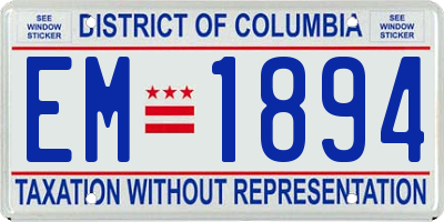 DC license plate EM1894