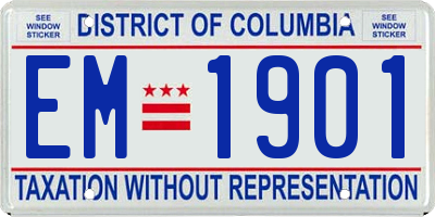DC license plate EM1901