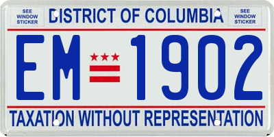 DC license plate EM1902