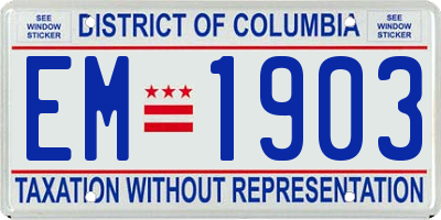 DC license plate EM1903