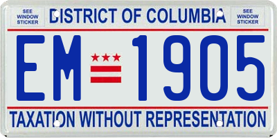 DC license plate EM1905
