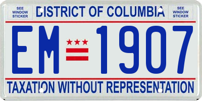 DC license plate EM1907