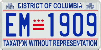 DC license plate EM1909