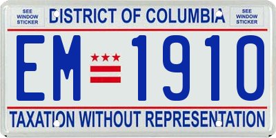 DC license plate EM1910