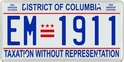 DC license plate EM1911