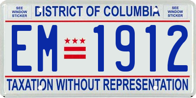 DC license plate EM1912