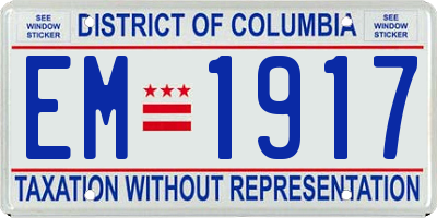 DC license plate EM1917