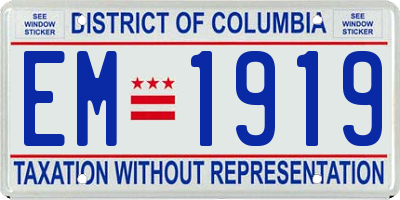DC license plate EM1919
