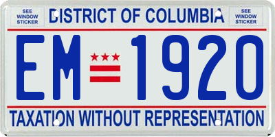 DC license plate EM1920