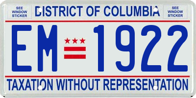 DC license plate EM1922