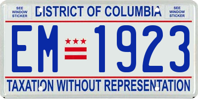 DC license plate EM1923