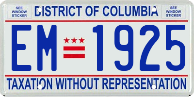 DC license plate EM1925