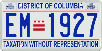 DC license plate EM1927