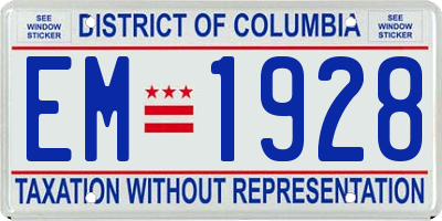 DC license plate EM1928