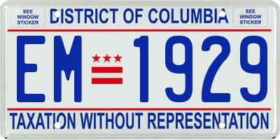 DC license plate EM1929