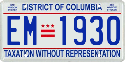 DC license plate EM1930