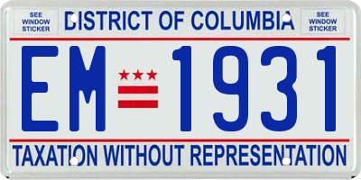 DC license plate EM1931
