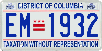 DC license plate EM1932