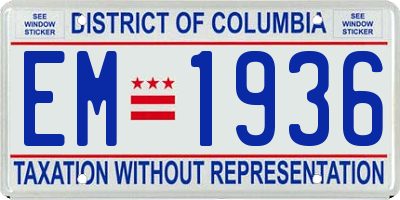DC license plate EM1936
