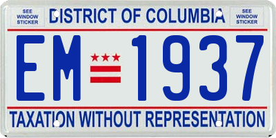 DC license plate EM1937