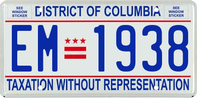 DC license plate EM1938