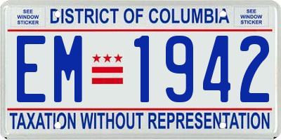 DC license plate EM1942