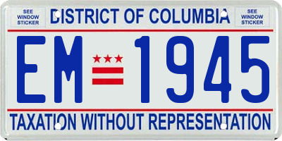 DC license plate EM1945