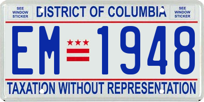 DC license plate EM1948