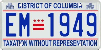 DC license plate EM1949