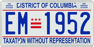 DC license plate EM1952