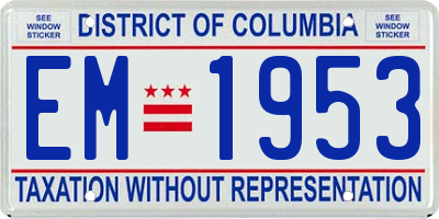 DC license plate EM1953