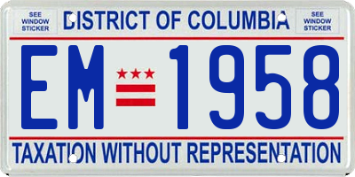 DC license plate EM1958