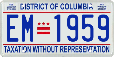DC license plate EM1959