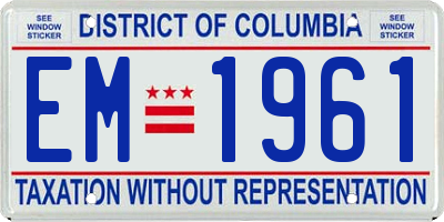DC license plate EM1961