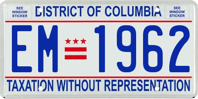 DC license plate EM1962