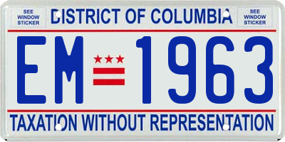 DC license plate EM1963
