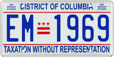 DC license plate EM1969