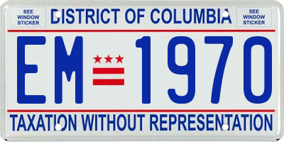 DC license plate EM1970