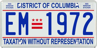 DC license plate EM1972