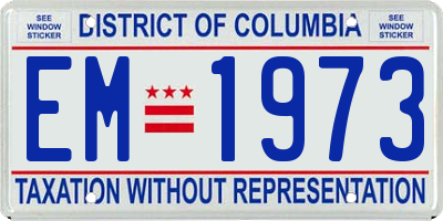 DC license plate EM1973