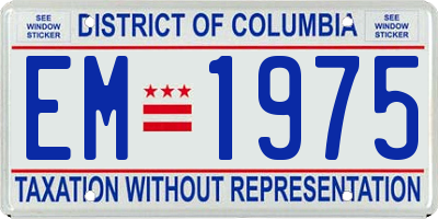 DC license plate EM1975