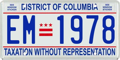 DC license plate EM1978