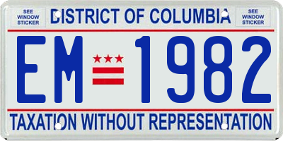 DC license plate EM1982