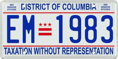 DC license plate EM1983